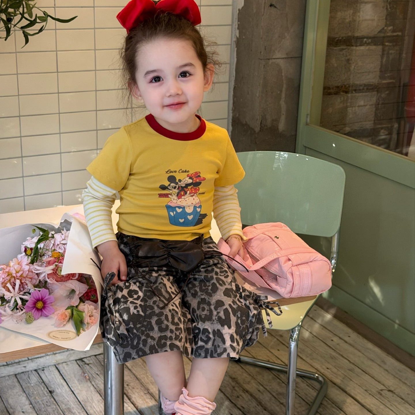 【彩虹家】2026春款女童卡通米奇假两件长袖T套装-RFC56079