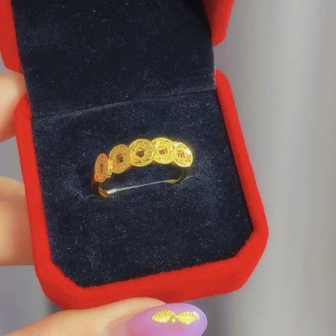 铜合金戒指 精工钱多多活口戒指 时尚