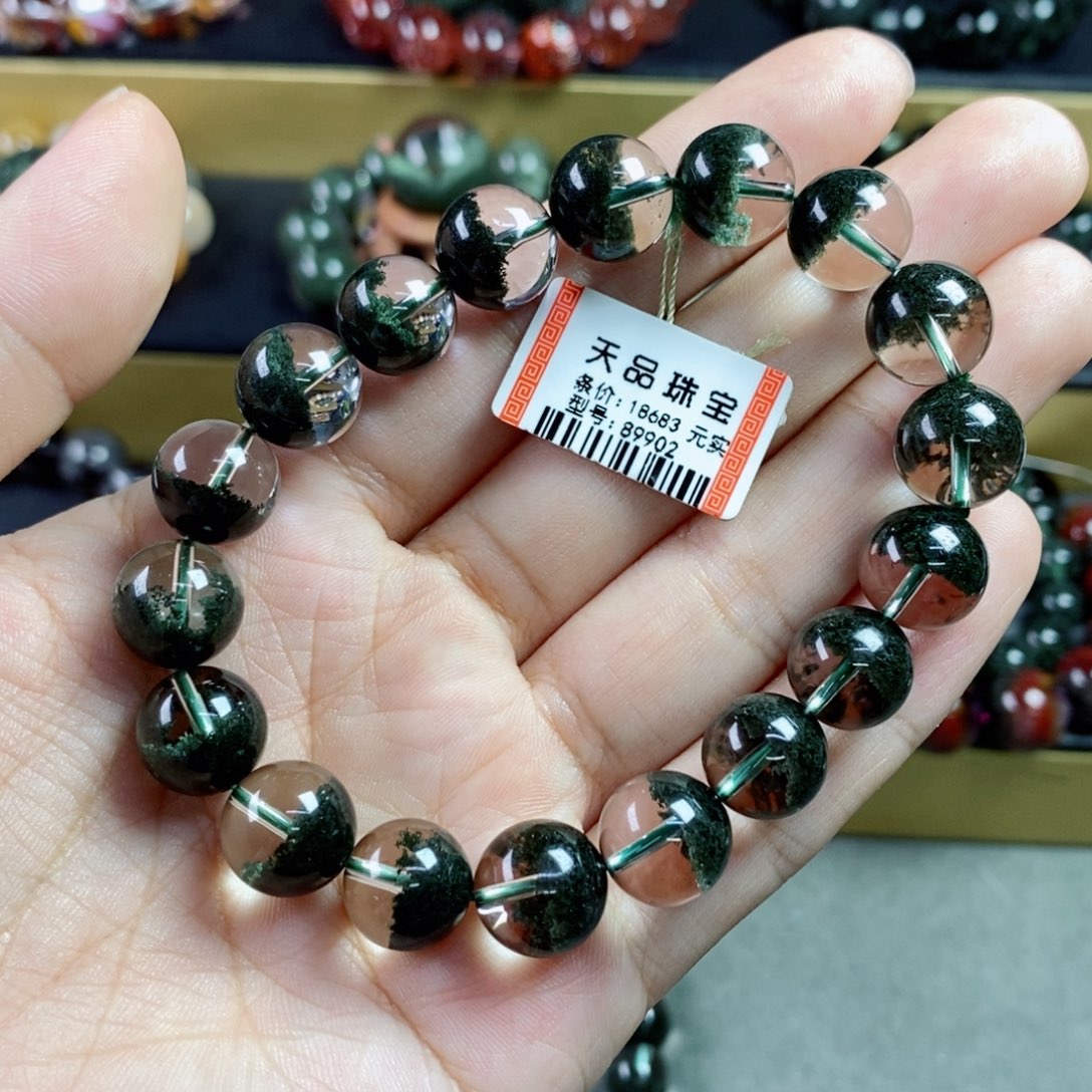 水晶手串未镶嵌一***丹绿幽灵89902