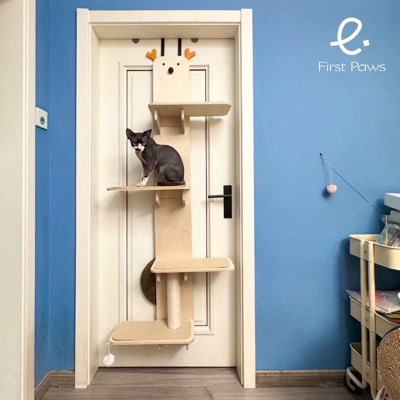 实木挂门式猫咪跳台一体猫爬架不占地多层攀爬猫玩具