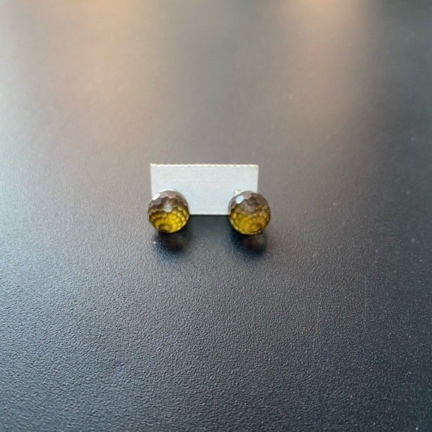 铜合金合成锆石耳饰 TTSD 黄色圆形轻奢款耳饰 1219