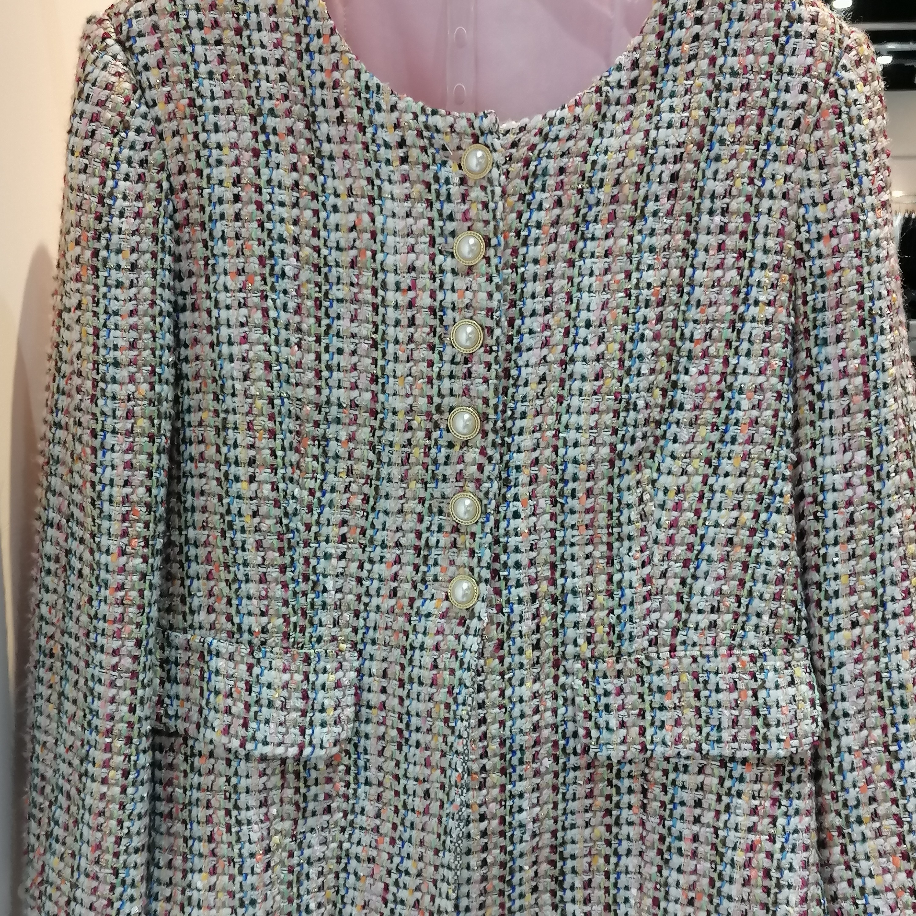 短款薄款粗花呢重工长袖短外套针织常规袖女显瘦拉链