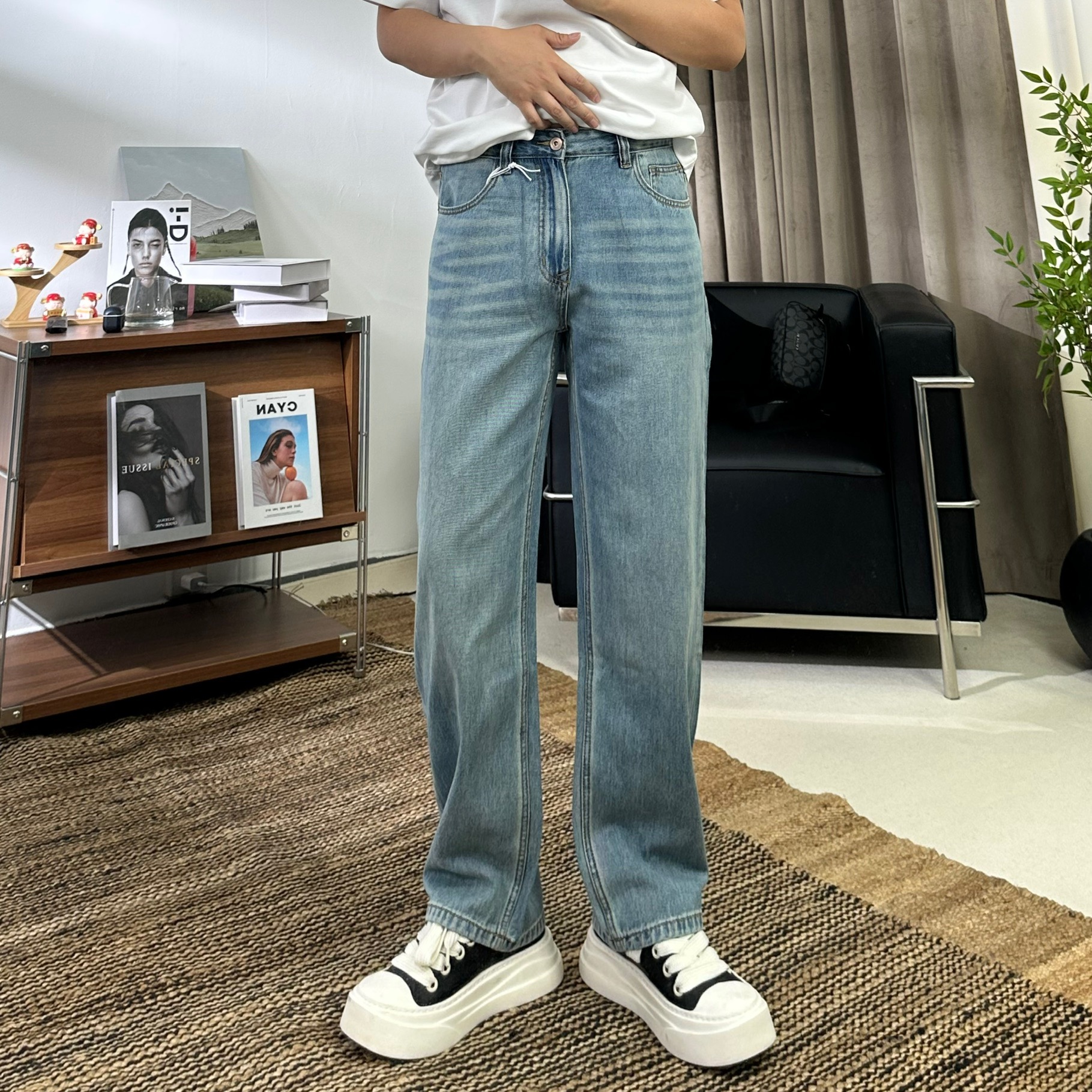 【SSL-Clothing】2025新款莱赛尔生物基直筒浅蓝简约时尚百搭牛仔裤