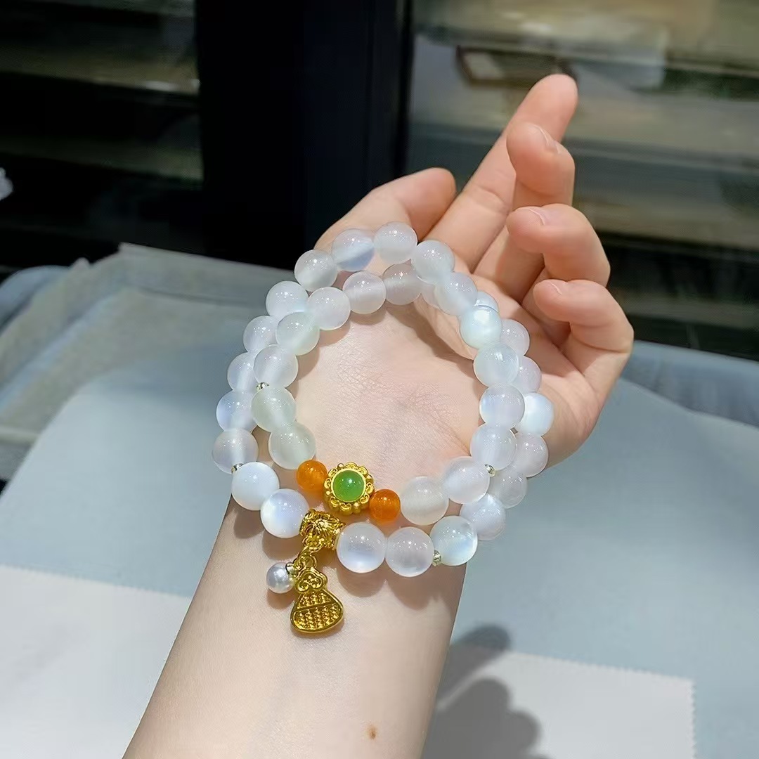精品珠宝（晒太阳变七彩色）手链手串 海云母双圈H015
