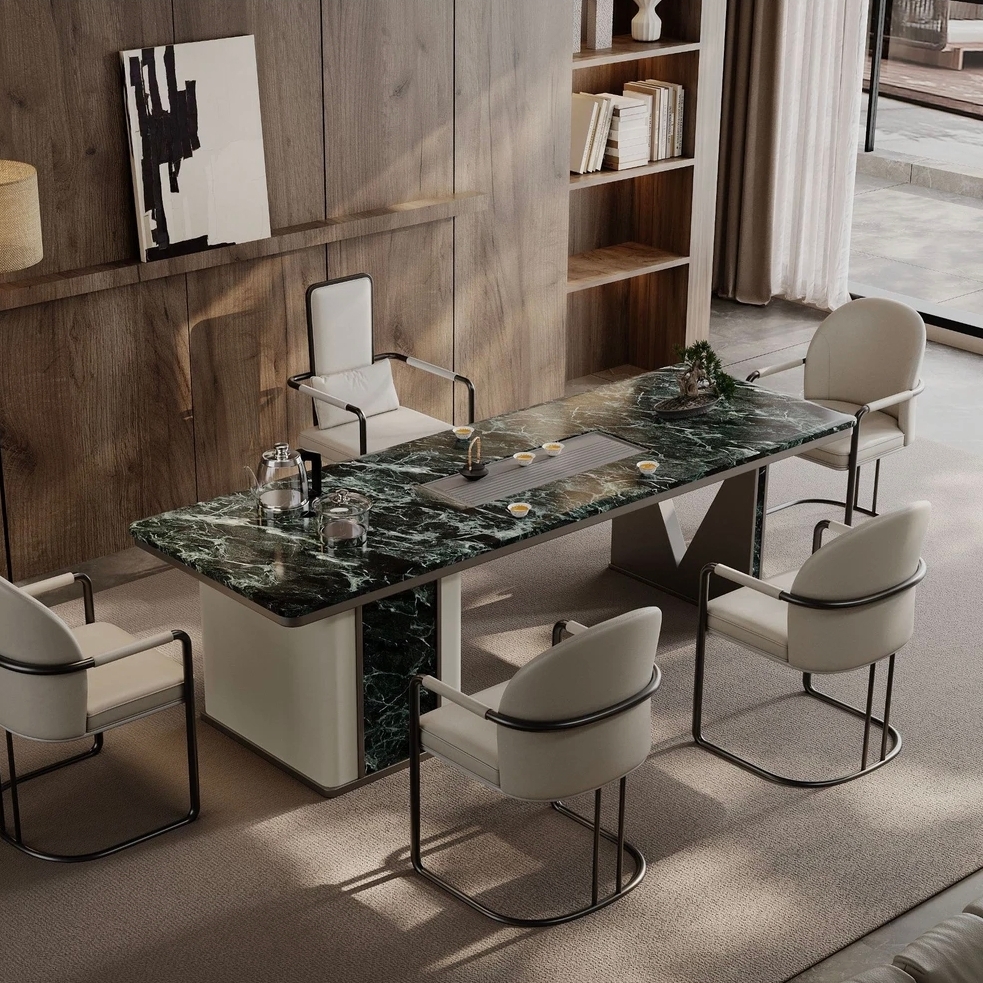 天然奢石普拉达绿茶台茶桌现代简约别墅茶台