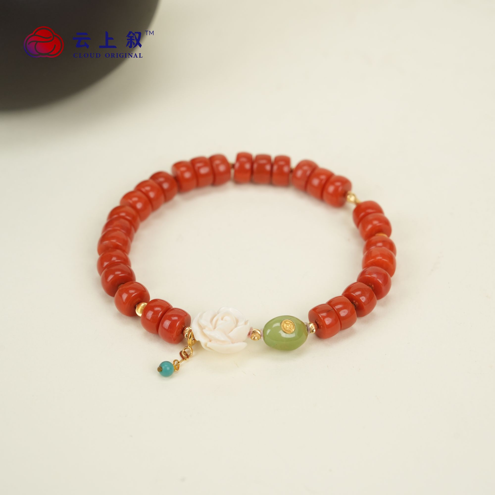 【云上叙】 20 QJDXYGD212022-C 18K金南红猛犸手串-多样性发其一