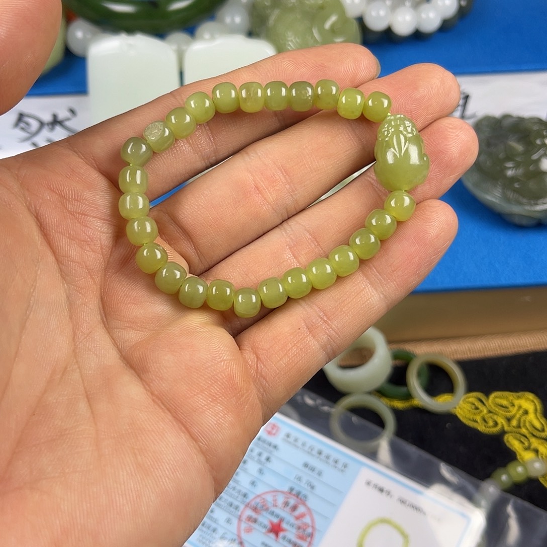 和田玉未镶嵌颈饰新疆和田玉若羌黄口貔貅手链