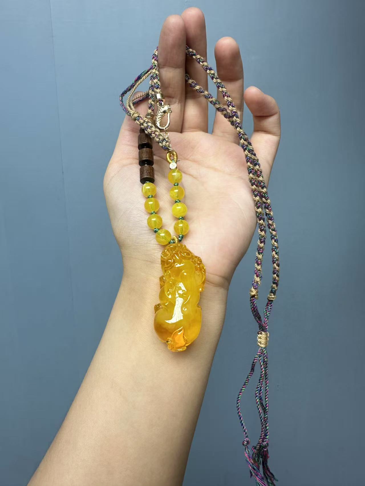 蜜蜡貔貅毛衣链项链