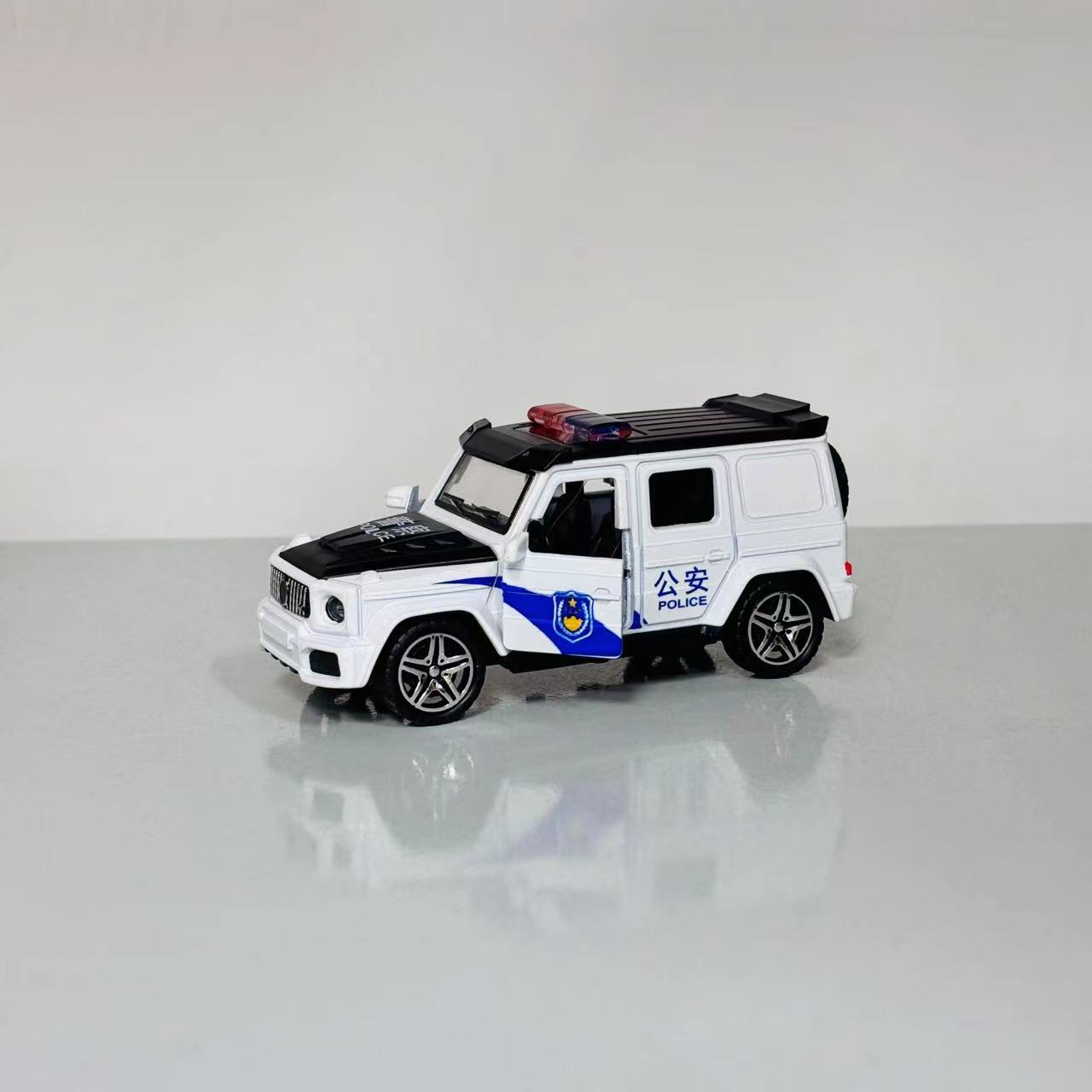 合金声光公安警车四开模型车BC