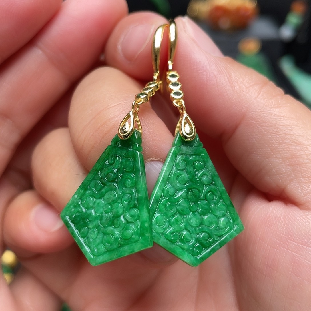 翡翠银S925镶嵌耳饰