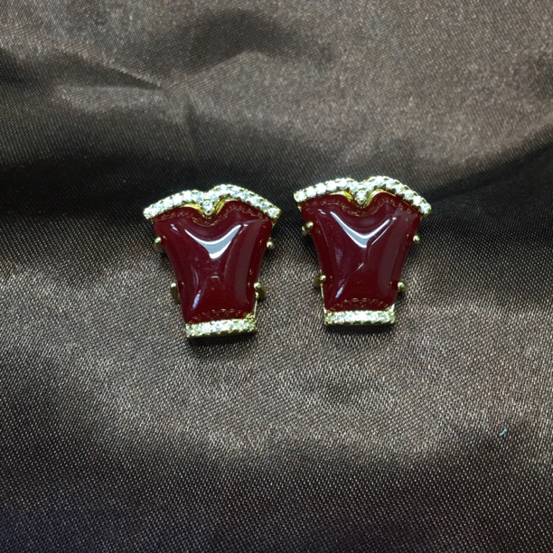 非金属树脂耳饰 藏族民族风仿阿卡吉祥红精工镶嵌复古气质百搭