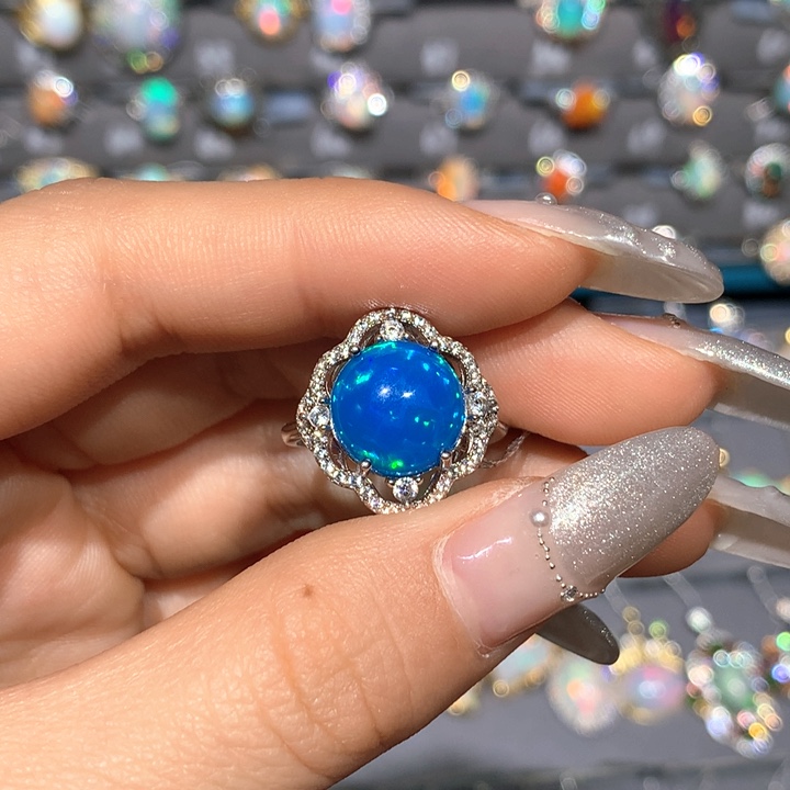 欧泊银S925镶嵌戒指h秋*福利