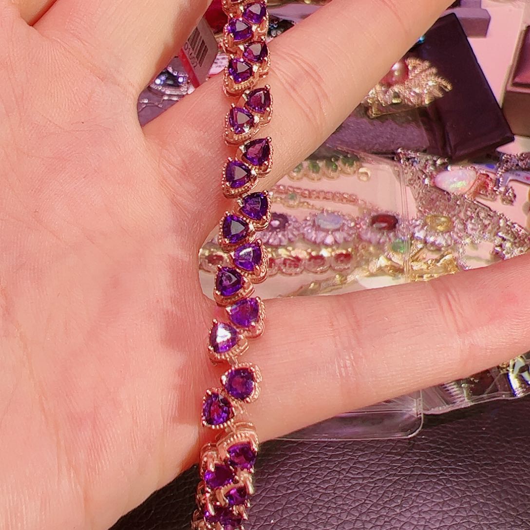 紫晶水晶手链银S925镶嵌