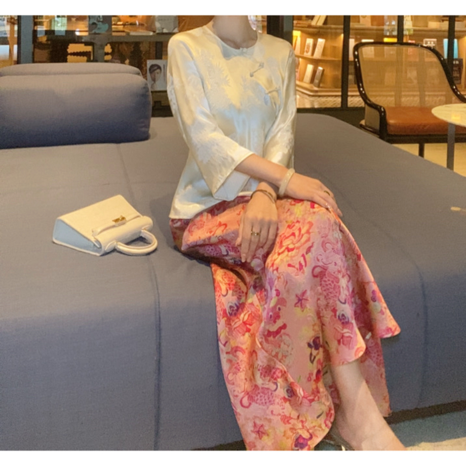 【鱼龙舞】国风半裙新中式鱼尾裙松紧腰设计感半裙