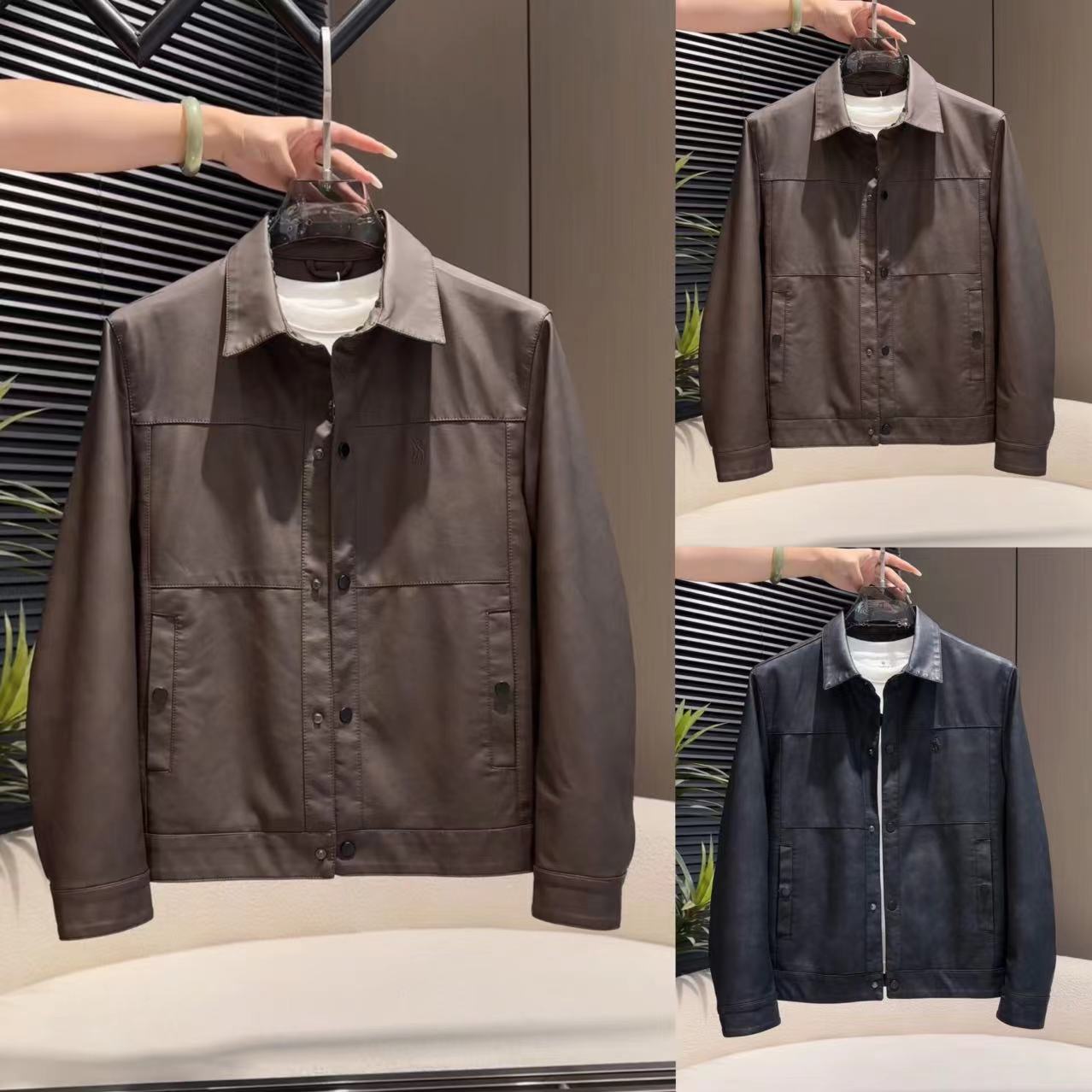 秋季新款潮流百搭时尚翻领防风皮衣888-01