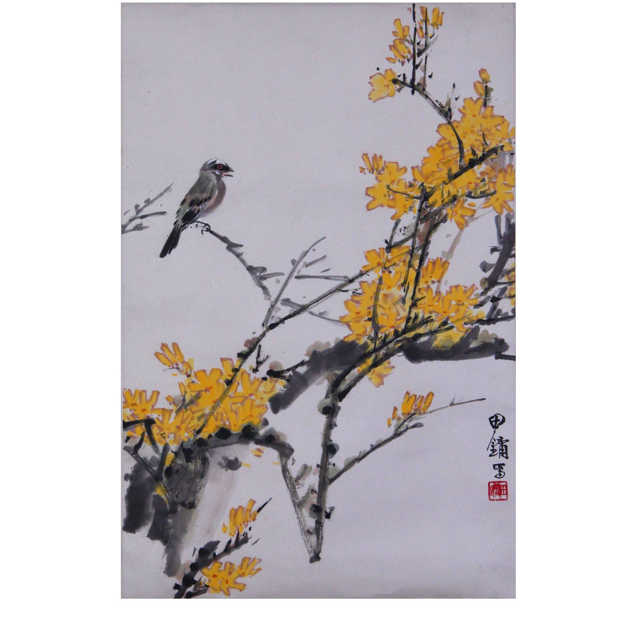 田镛 花鸟 国有文物公司旧藏有证书 67.5*45cm约2.7平尺