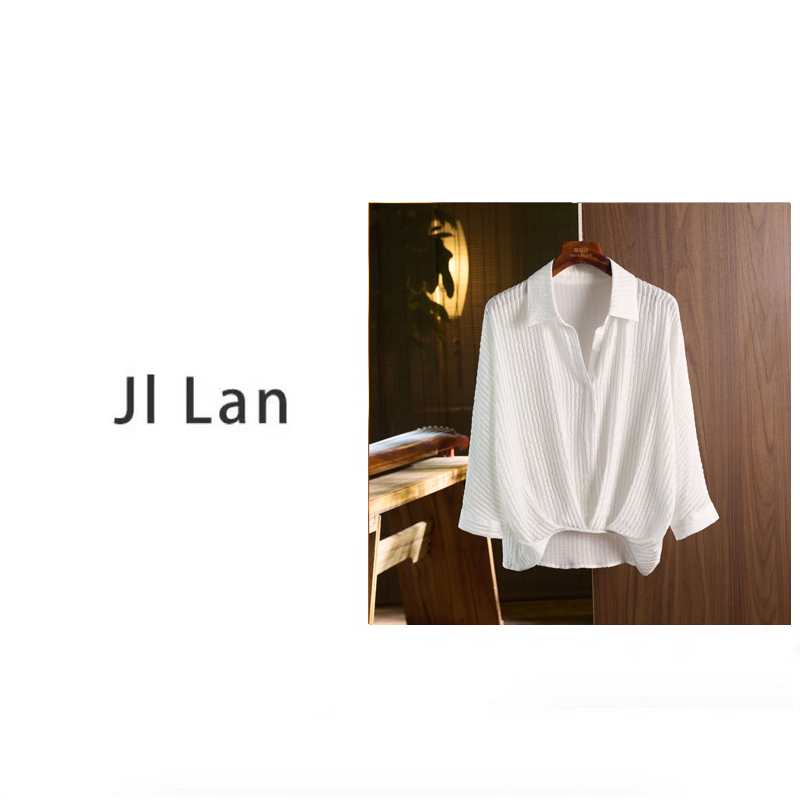 【吉岚严选】夏季新款时尚百搭褶皱真丝桑蚕丝上衣LXZ7945