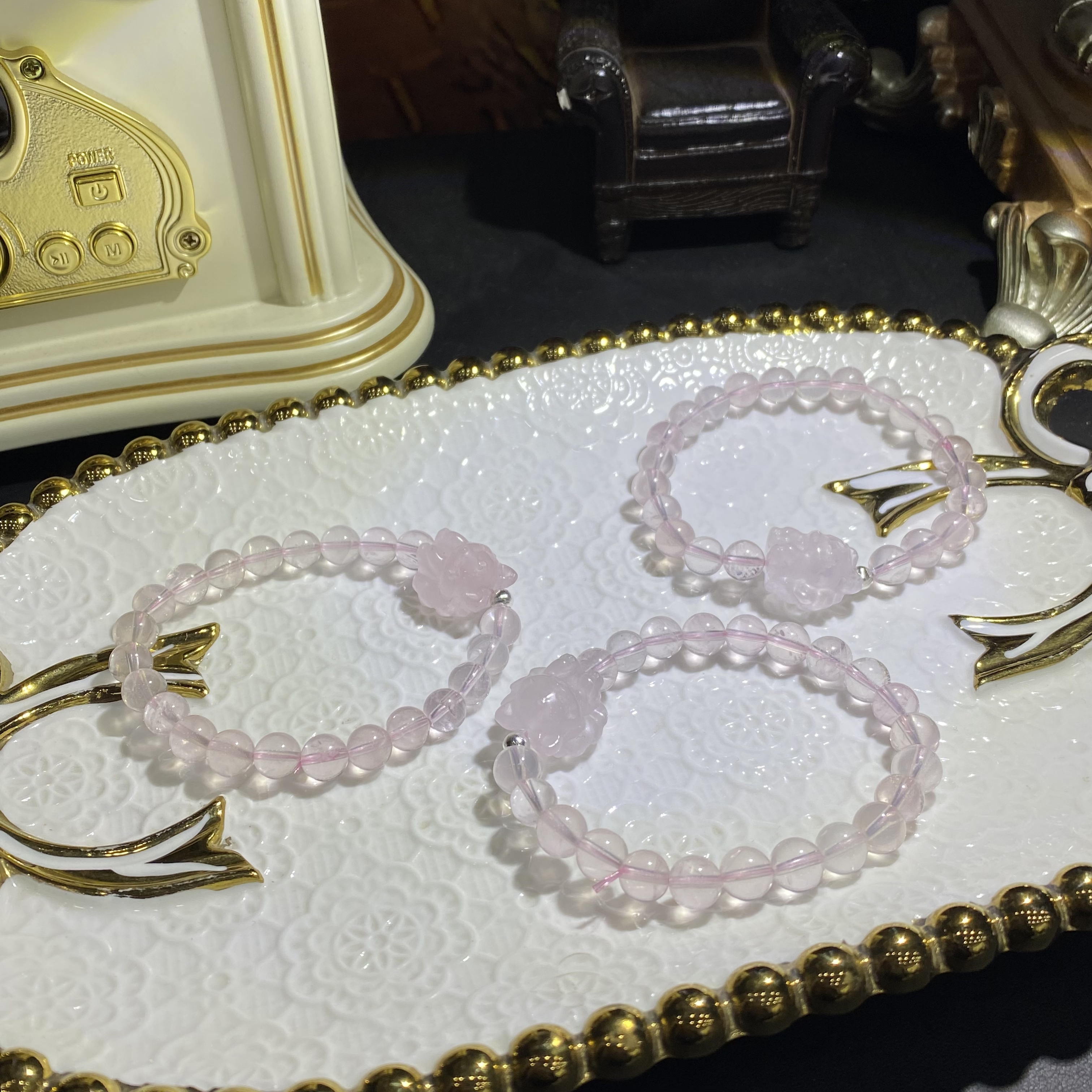 X1280-天然粉水晶手串单圈设计款-多样性发其一