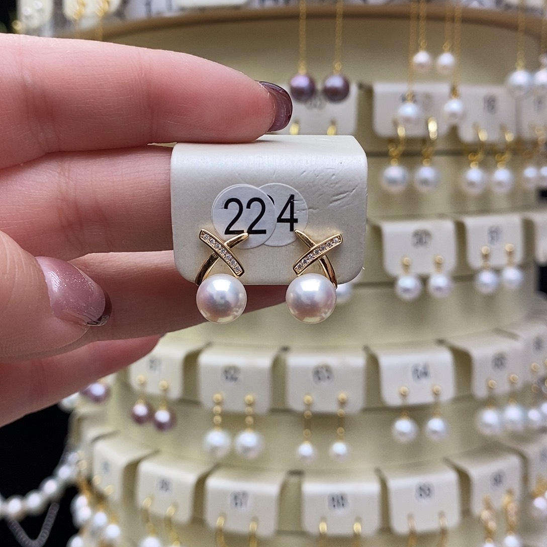 淡水珍珠耳饰银S925镶嵌