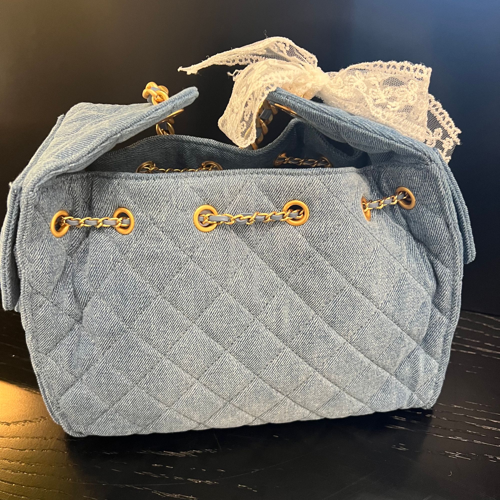 COCO DICV2025新款高端定制时尚女包大耳朵牛仔蓝色26cm80339