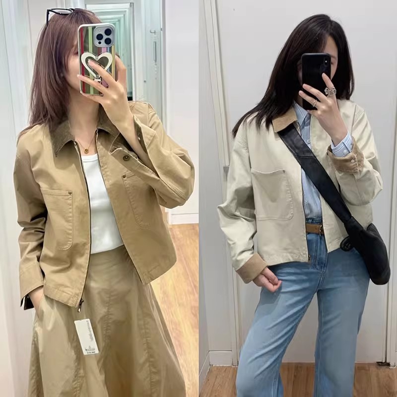 同步柜子! 25秋新款女装休闲拉链短茄克外套翻领时尚夹克479208W