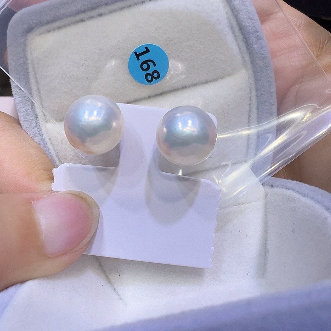 银S925镶嵌耳饰淡水珍珠
