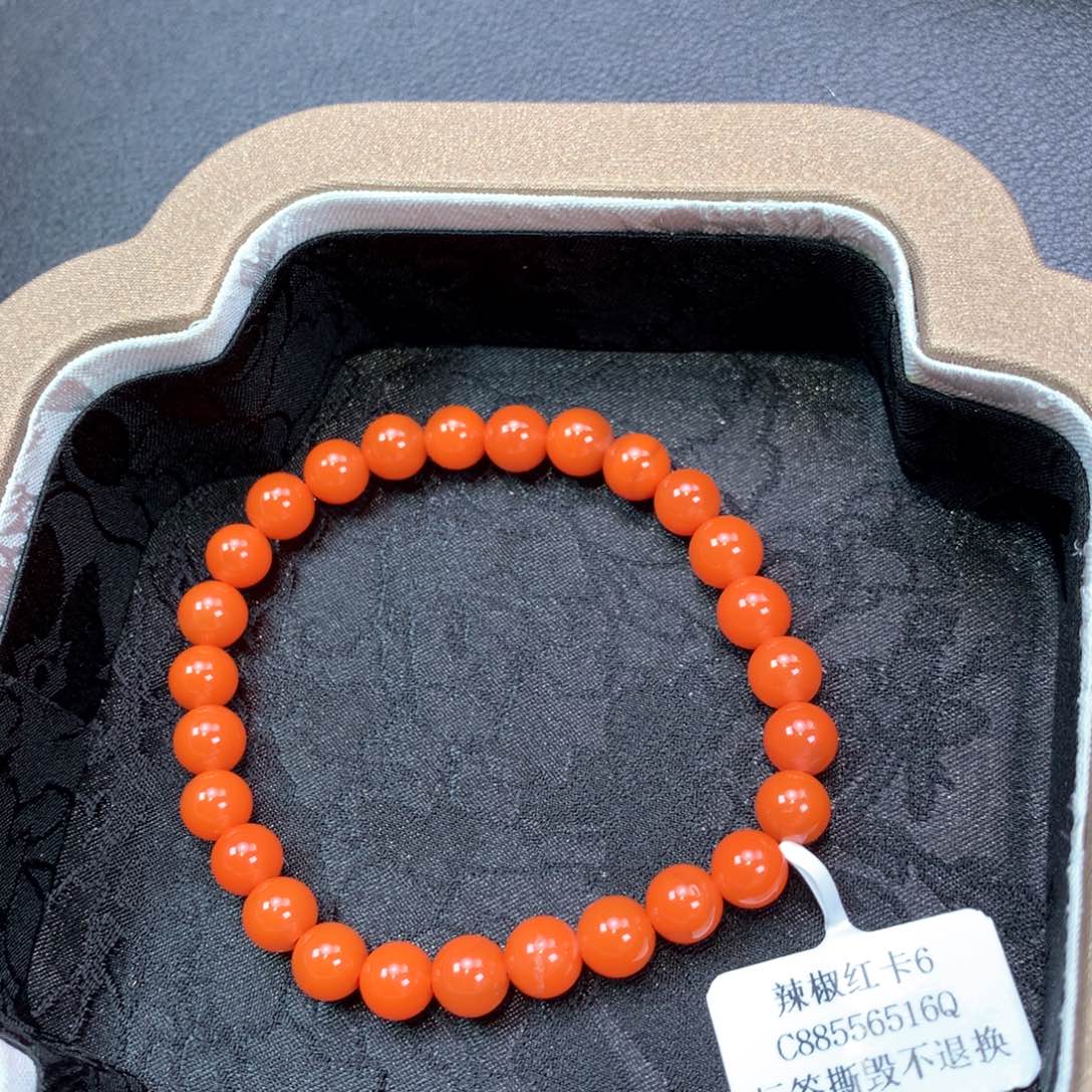 南红玛瑙辣椒红卡6未镶嵌