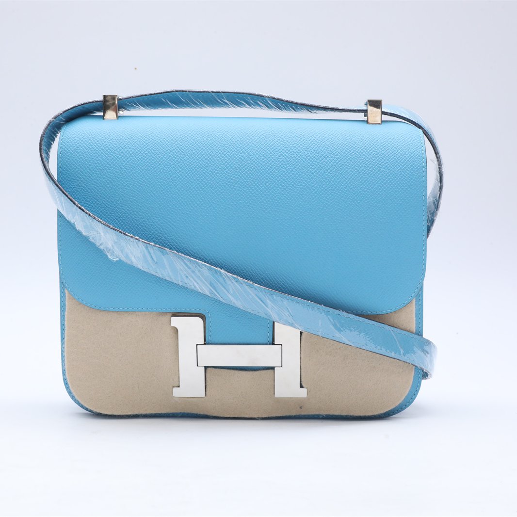 99新 Hermes/爱马仕 小花6欢 康康 24 P3北方蓝 Epsom皮 D刻包