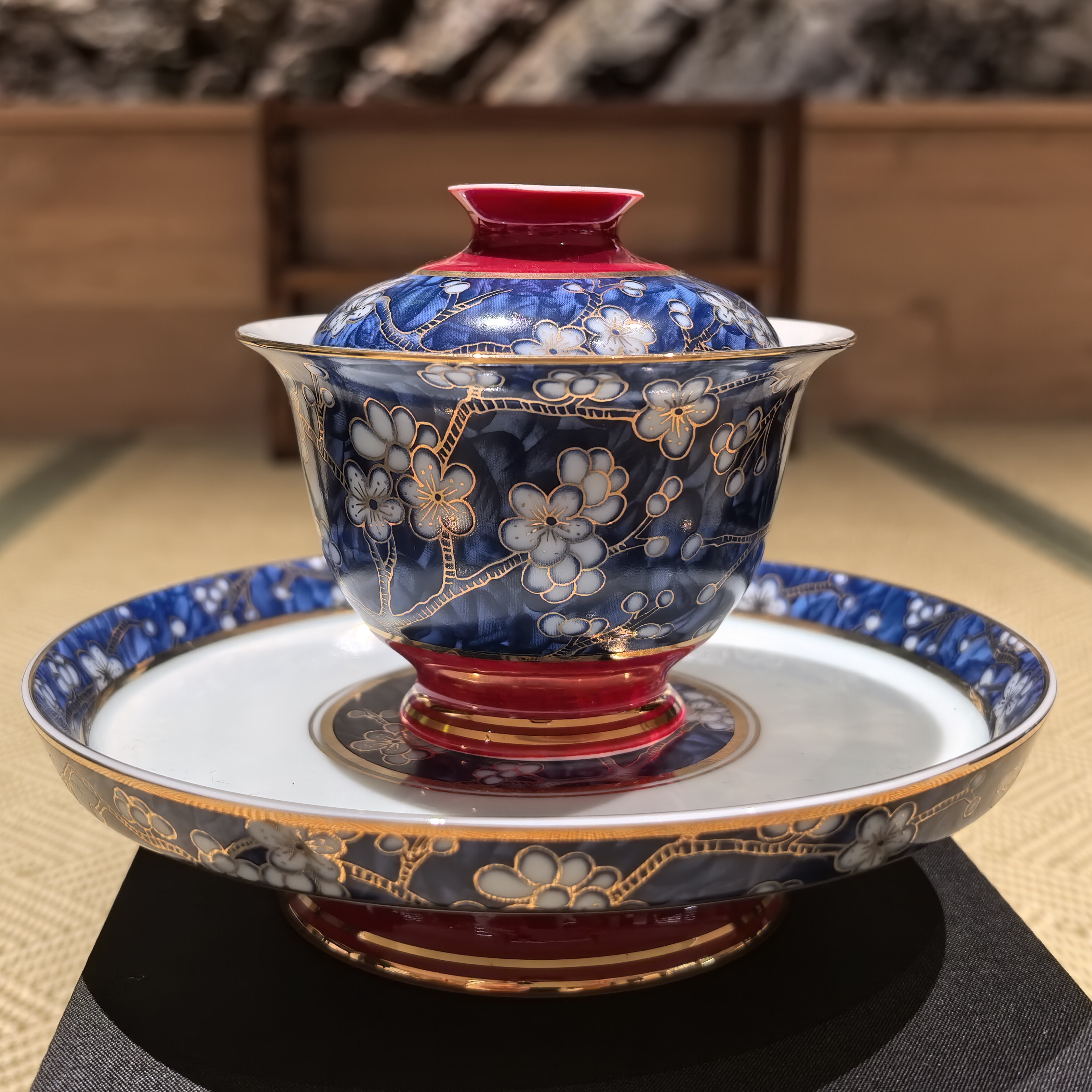 青花瓷0002青花瓷绘梅盖碗125ml