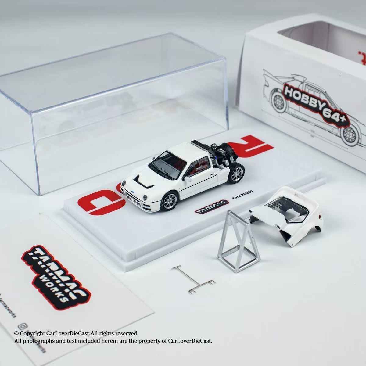 Tarmac Works TW 1:64 福特 Ford RS200 后盖可开 白色 合金车模