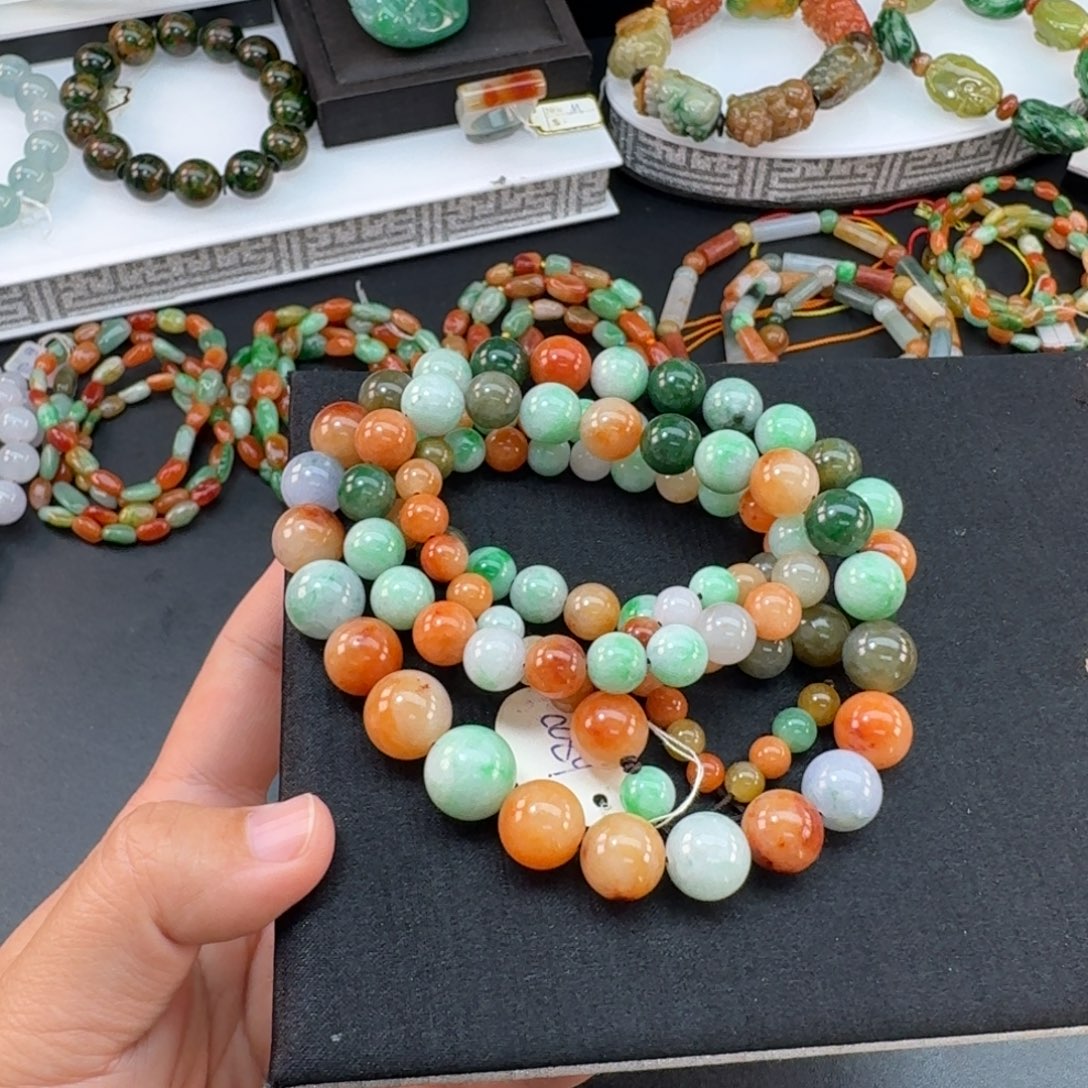 翡翠未镶嵌颈饰多宝长串