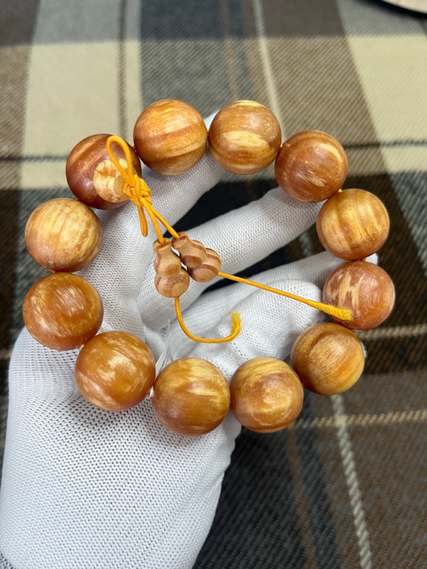 文玩琥珀木手串顺纹葫芦