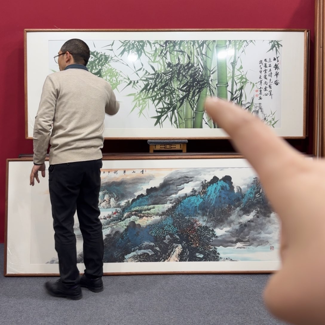 国画带框绘画210/80尺寸