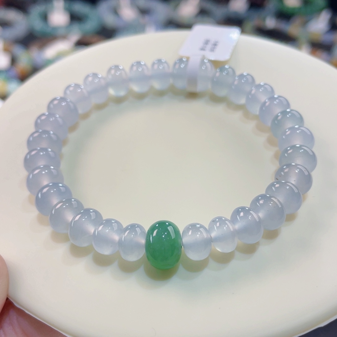 未镶嵌手链翡翠冰胶起钢鼓珠