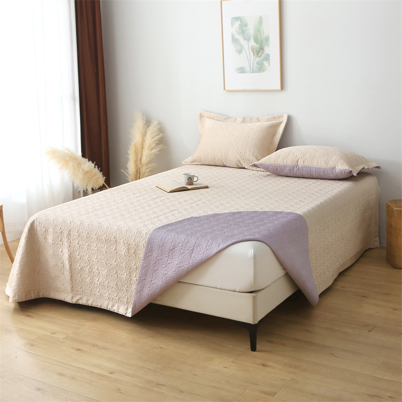 玫瑰花双面可用天丝加100%棉床盖三件套轻奢