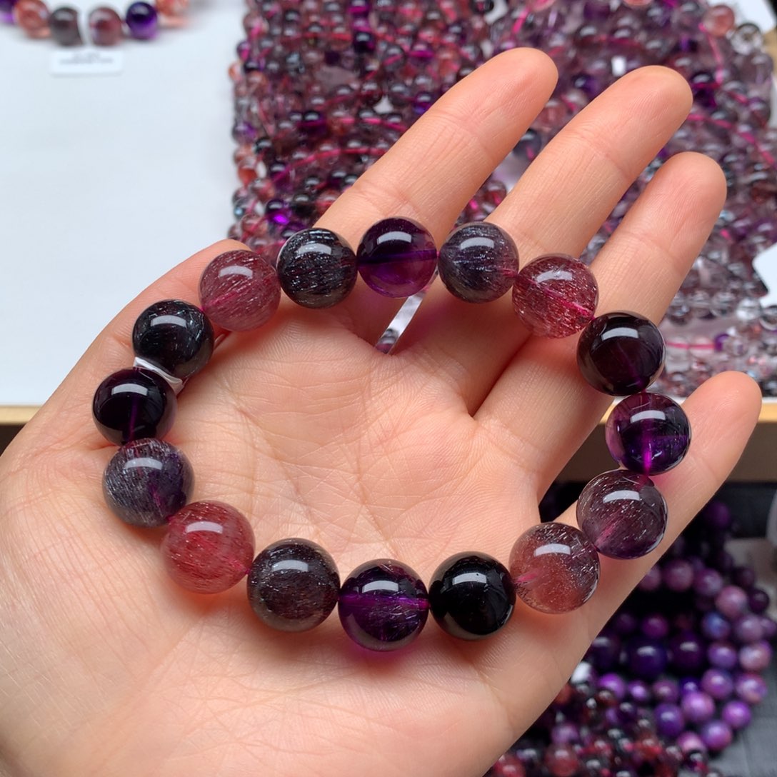 水晶手链未镶嵌黑加仑超七Q13