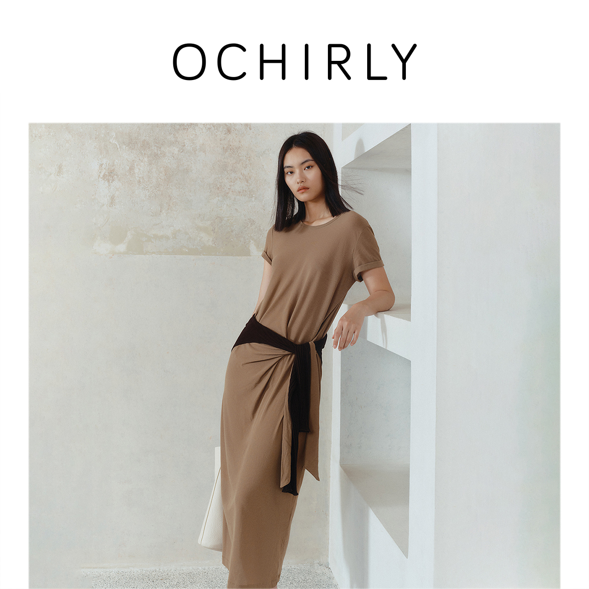 OCHIRLY欧时力 凉感绑带连衣裙长裙松弛感度假裙25夏新款流光风