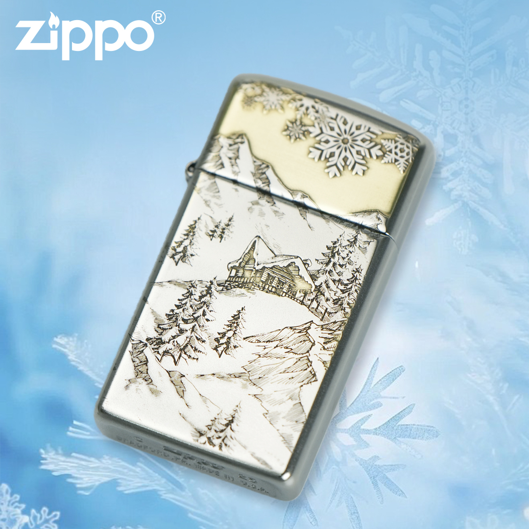 ZIPPO/之宝纤巧雪中小屋  雪山窄机复古双面个性防风磨砂