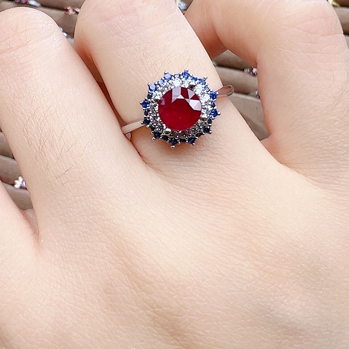 红宝石银S925镶嵌戒指