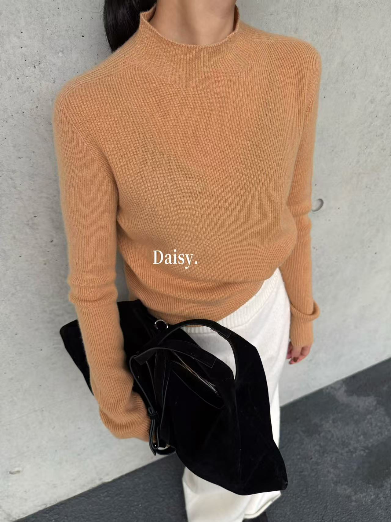 Daisy 经典款净版橘色羊毛针织打底