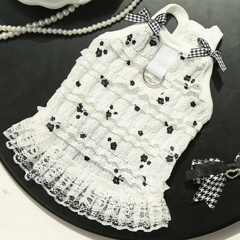 夏季薄款宠物狗狗衣服猫咪衣服用品芭蕾蕾丝蝴蝶结公主裙比熊泰迪