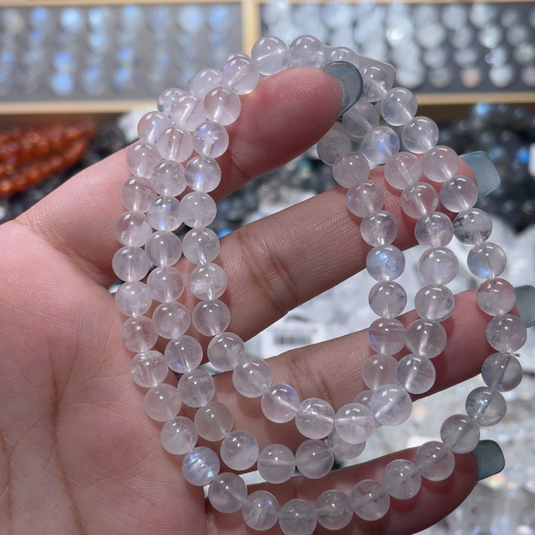 未镶嵌手链长石蓝月光手链多圈6mm+ 捡漏价