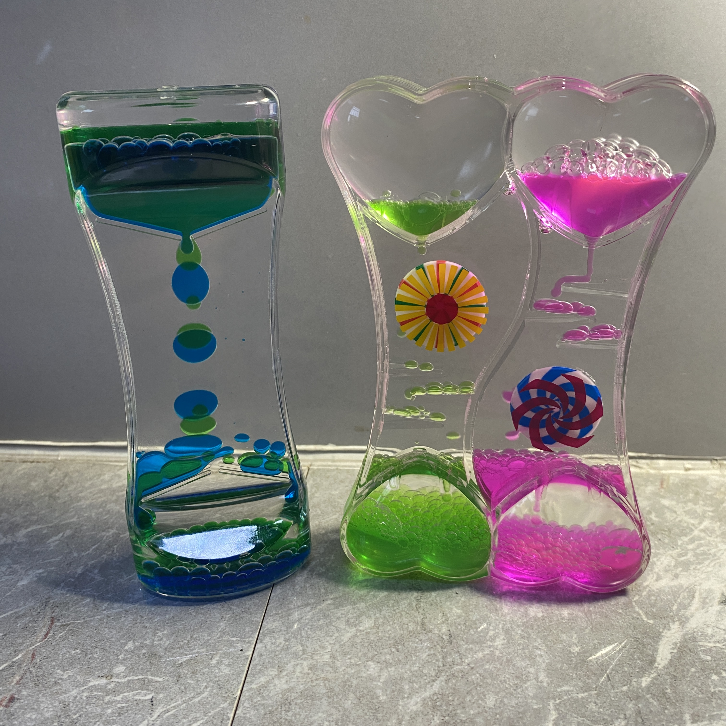 小蛮腰双心减压油漏水晶油滴亚克力摆件工艺品沙漏学生礼品儿童