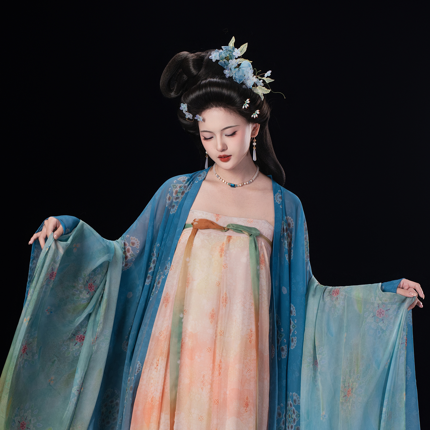 山迟【妙玉】汉服复原唐制风显瘦齐胸襦裙大袖衫少女春夏套披帛