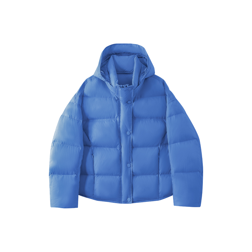 冬季时尚简约纯色百搭连帽泡芙羽绒服9572