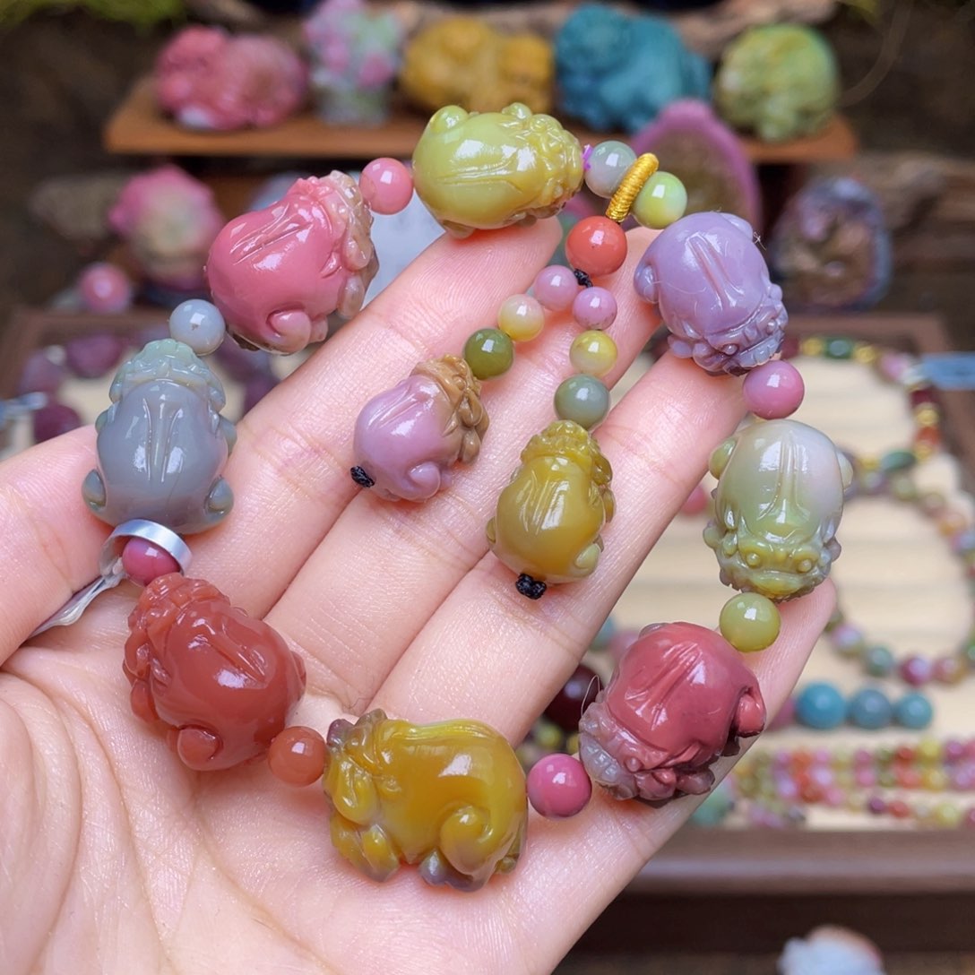 c***e玛瑙/玉髓未镶嵌珠宝半成品盐源玛瑙貔貅串