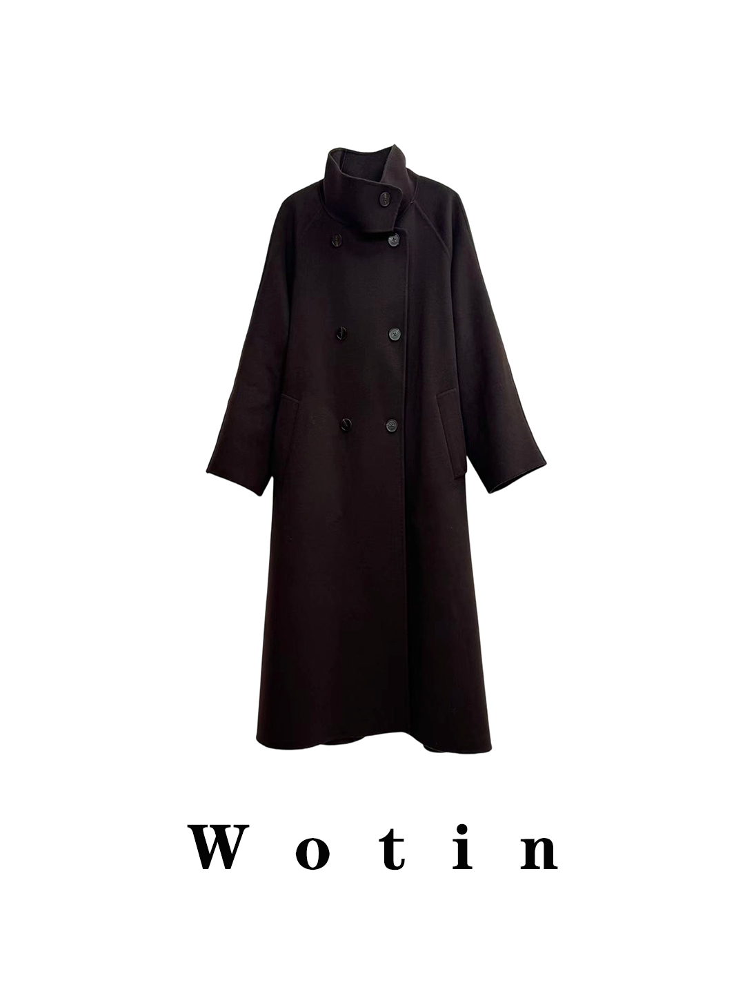 WD|极简休闲之某禾同款韩版千金羊绒中长款大衣秋冬新款外套