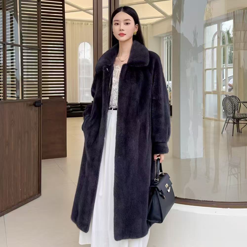 【金标正版】海宁貂绒加厚外套过膝韩版立领女环保百搭韩版冬外套