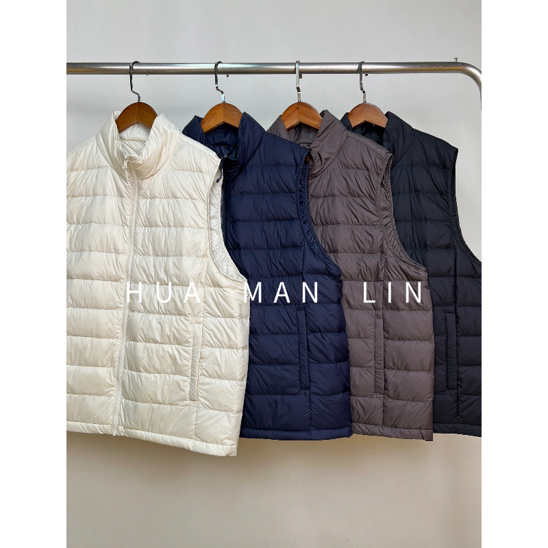 【花满林】四色站领拉链绗线填充物鹅绒羽绒服马夹16298