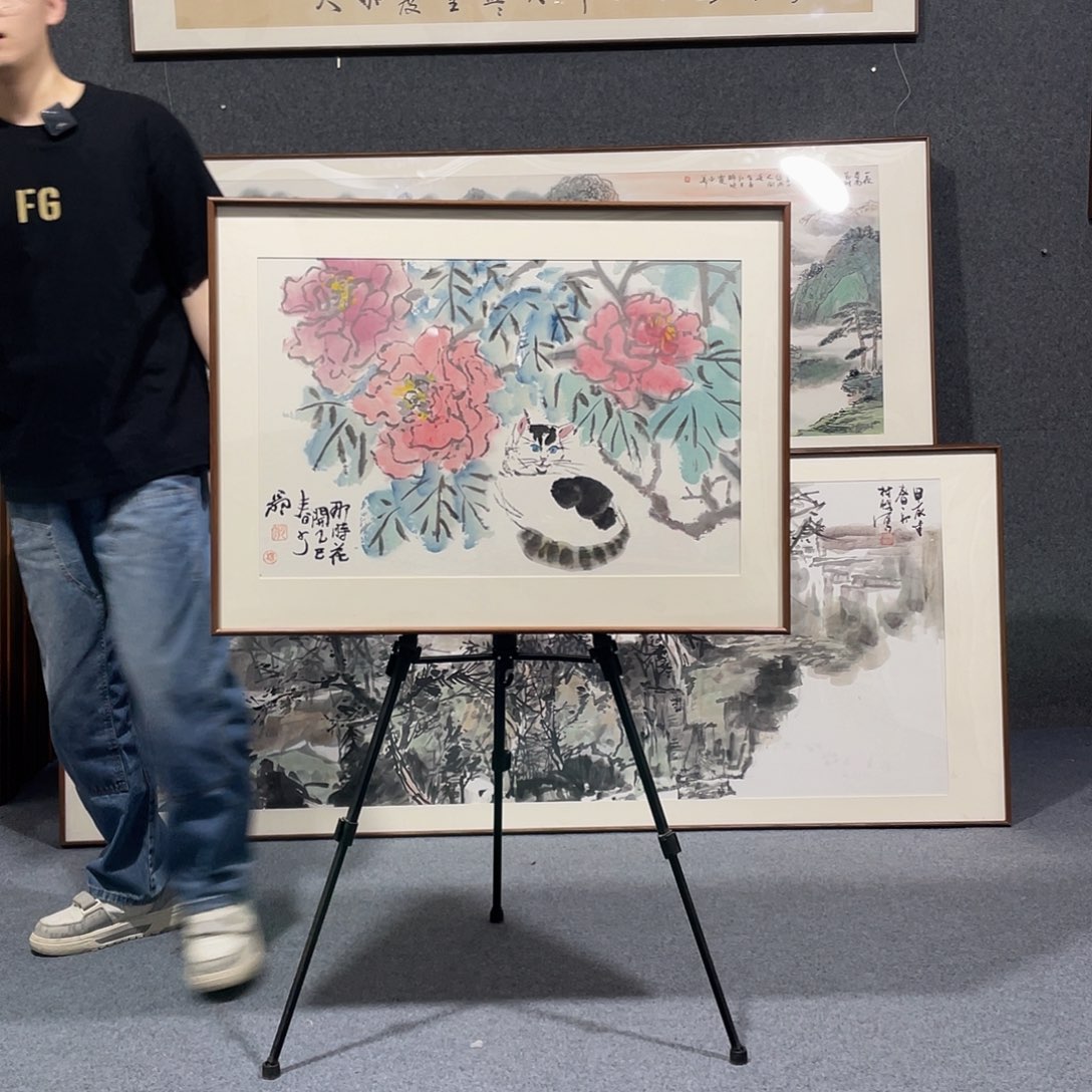 国画手绘作品带框